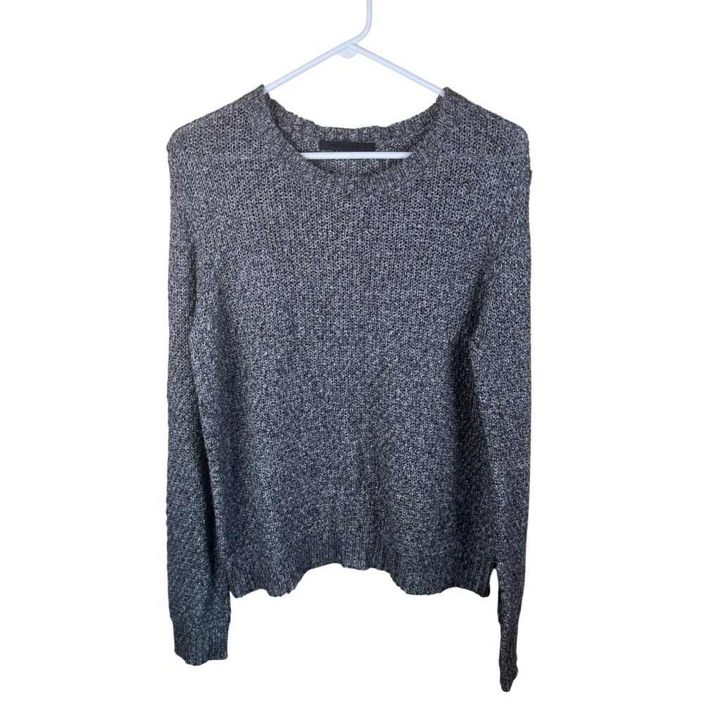 Jenni Kayne Everyday Sweater Women Large Charcoal Marled Cotton Linen Classic